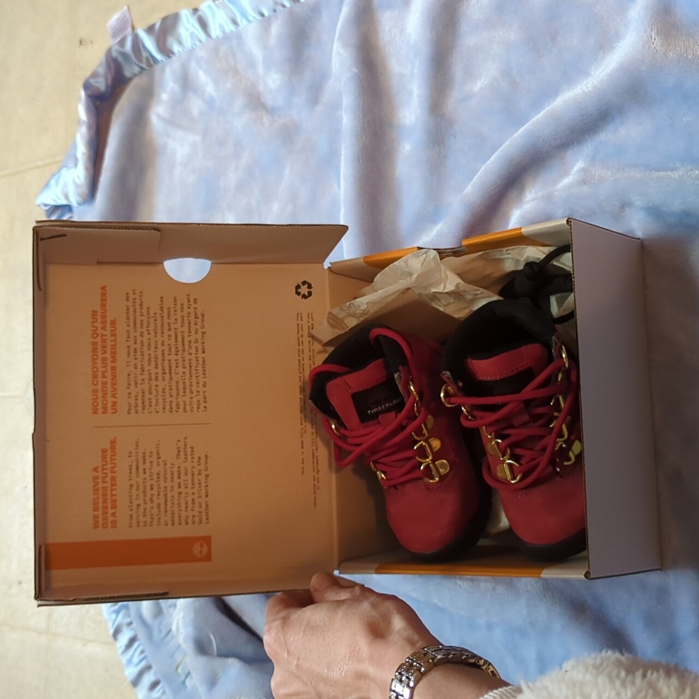 Brand New with tags timberland boots red and black size 5 with original box